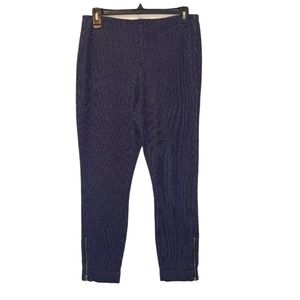 LYSSE Striped Cropped Zip Bottom Pull-On Pants Size Large